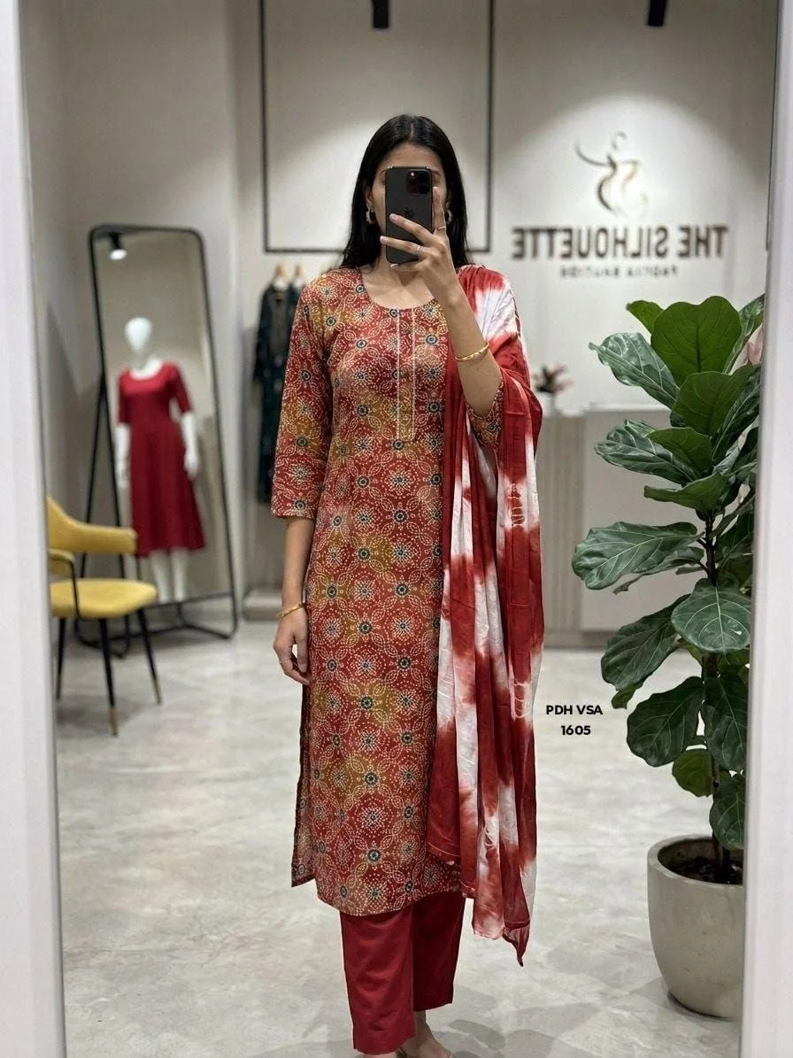 Traditional Printed Kurta set - Green